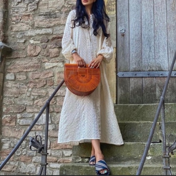 ZARA OPENWORK EMBROIDERY Midi DRESS CREAM New with tag Ref 4786/110 - Picture 8 of 16